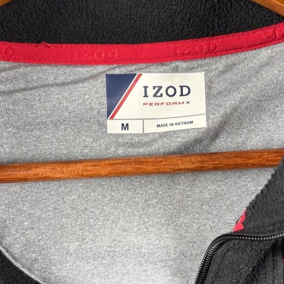IZod Performx Full Zip Medium Dark Gray Tweed Sweater Jacket Fleece Lined Men’s - Picture 3 of 9